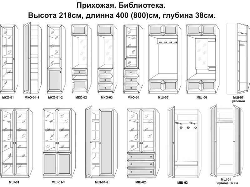 Глубина прихожей мебели